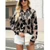 Zeagoo Satin Blouses for Women Silk Button Down Shirts Long Sleeve Business Casual Tops(Leopard)