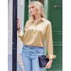 Zeagoo Satin Blouses for Women Silk Button Down Shirts Long Sleeve Business Casual Tops(Light Tan)