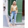 Zeagoo Satin Blouses for Women Silk Button Down Shirts Long Sleeve Business Casual Tops(Light Tan)