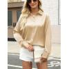 Zeagoo Satin Blouses for Women Silk Button Down Shirts Long Sleeve Business Casual Tops(Light Tan)