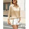 Zeagoo Satin Blouses for Women Silk Button Down Shirts Long Sleeve Business Casual Tops(Light Tan)