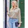 Zeagoo Satin Blouses for Women Silk Button Down Shirts Long Sleeve Business Casual Tops(Metro Flow)