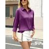 Zeagoo Satin Blouses for Women Silk Button Down Shirts Long Sleeve Business Casual Tops(Purple)