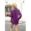 Zeagoo Satin Blouses for Women Silk Button Down Shirts Long Sleeve Business Casual Tops(Purple)