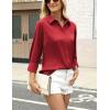 Zeagoo Satin Blouses for Women Silk Button Down Shirts Long Sleeve Business Casual Tops(Red)