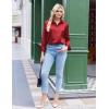 Zeagoo Satin Blouses for Women Silk Button Down Shirts Long Sleeve Business Casual Tops(Red)