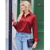 Zeagoo Satin Blouses for Women Silk Button Down Shirts Long Sleeve Business Casual Tops(Red)