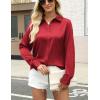 Zeagoo Satin Blouses for Women Silk Button Down Shirts Long Sleeve Business Casual Tops(Red)