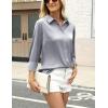 Zeagoo Satin Blouses for Women Silk Button Down Shirts Long Sleeve Business Casual Tops(Silver)