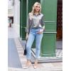 Zeagoo Satin Blouses for Women Silk Button Down Shirts Long Sleeve Business Casual Tops(Silver)