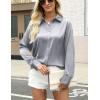 Zeagoo Satin Blouses for Women Silk Button Down Shirts Long Sleeve Business Casual Tops(Silver)