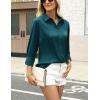 Zeagoo Satin Blouses for Women Silk Button Down Shirts Long Sleeve Business Casual Tops(Teal Blue)