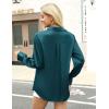 Zeagoo Satin Blouses for Women Silk Button Down Shirts Long Sleeve Business Casual Tops(Teal Blue)