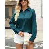 Zeagoo Satin Blouses for Women Silk Button Down Shirts Long Sleeve Business Casual Tops(Teal Blue)