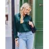 Zeagoo Satin Blouses for Women Silk Button Down Shirts Long Sleeve Business Casual Tops(Teal Blue)
