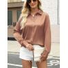 Zeagoo Satin Blouses for Women Silk Button Down Shirts Long Sleeve Business Casual Tops(Toffee)