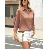 Zeagoo Satin Blouses for Women Silk Button Down Shirts Long Sleeve Business Casual Tops(Toffee)