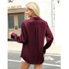 Zeagoo Satin Blouses for Women Silk Button Down Shirts Long Sleeve Business Casual Tops(Wine Red)