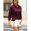 Zeagoo Satin Blouses for Women Silk Button Down Shirts Long Sleeve Business Casual Tops(Wine Red)