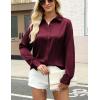 Zeagoo Satin Blouses for Women Silk Button Down Shirts Long Sleeve Business Casual Tops(Wine Red)