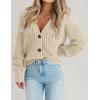 Zeagoo Women’s 2026 Fall Chunky Knit Cardigans Open Front Long Sleeve V Neck Button Loose Cardigan Sweaters(Apricot)