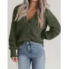 Zeagoo Women’s 2026 Fall Chunky Knit Cardigans Open Front Long Sleeve V Neck Button Loose Cardigan Sweaters(Army Green)