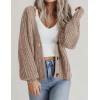 Zeagoo Women’s 2026 Fall Chunky Knit Cardigans Open Front Long Sleeve V Neck Button Loose Cardigan Sweaters(B_khaki)