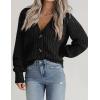 Zeagoo Women’s 2026 Fall Chunky Knit Cardigans Open Front Long Sleeve V Neck Button Loose Cardigan Sweaters(Black)