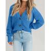 Zeagoo Women’s 2026 Fall Chunky Knit Cardigans Open Front Long Sleeve V Neck Button Loose Cardigan Sweaters(Bright Blue)