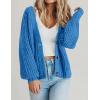Zeagoo Women’s 2026 Fall Chunky Knit Cardigans Open Front Long Sleeve V Neck Button Loose Cardigan Sweaters(Bright Blue)