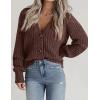 Zeagoo Women’s 2026 Fall Chunky Knit Cardigans Open Front Long Sleeve V Neck Button Loose Cardigan Sweaters(Brown)