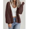 Zeagoo Women’s 2026 Fall Chunky Knit Cardigans Open Front Long Sleeve V Neck Button Loose Cardigan Sweaters(Brown)