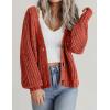 Zeagoo Women’s 2026 Fall Chunky Knit Cardigans Open Front Long Sleeve V Neck Button Loose Cardigan Sweaters(Caramel)