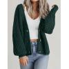 Zeagoo Women’s 2026 Fall Chunky Knit Cardigans Open Front Long Sleeve V Neck Button Loose Cardigan Sweaters(Dark Green)