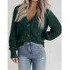 Zeagoo Women’s 2026 Fall Chunky Knit Cardigans Open Front Long Sleeve V Neck Button Loose Cardigan Sweaters(Dark Green)
