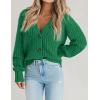 Zeagoo Women’s 2026 Fall Chunky Knit Cardigans Open Front Long Sleeve V Neck Button Loose Cardigan Sweaters(Green)