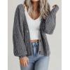 Zeagoo Women’s 2026 Fall Chunky Knit Cardigans Open Front Long Sleeve V Neck Button Loose Cardigan Sweaters(Grey)