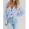 Zeagoo Women’s 2026 Fall Chunky Knit Cardigans Open Front Long Sleeve V Neck Button Loose Cardigan Sweaters(Light Blue)