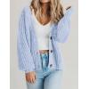 Zeagoo Women’s 2026 Fall Chunky Knit Cardigans Open Front Long Sleeve V Neck Button Loose Cardigan Sweaters(Light Blue)