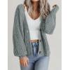 Zeagoo Women’s 2026 Fall Chunky Knit Cardigans Open Front Long Sleeve V Neck Button Loose Cardigan Sweaters(Light Green)