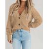Zeagoo Women’s 2026 Fall Chunky Knit Cardigans Open Front Long Sleeve V Neck Button Loose Cardigan Sweaters(Light Khaki)