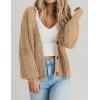 Zeagoo Women’s 2026 Fall Chunky Knit Cardigans Open Front Long Sleeve V Neck Button Loose Cardigan Sweaters(Light Khaki)