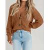 Zeagoo Women’s 2026 Fall Chunky Knit Cardigans Open Front Long Sleeve V Neck Button Loose Cardigan Sweaters(Light Orange)
