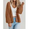 Zeagoo Women’s 2026 Fall Chunky Knit Cardigans Open Front Long Sleeve V Neck Button Loose Cardigan Sweaters(Light Orange)