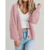 Zeagoo Women’s 2026 Fall Chunky Knit Cardigans Open Front Long Sleeve V Neck Button Loose Cardigan Sweaters(Mauve Pink)