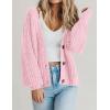 Zeagoo Women’s 2026 Fall Chunky Knit Cardigans Open Front Long Sleeve V Neck Button Loose Cardigan Sweaters(Pink)
