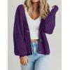 Zeagoo Women’s 2026 Fall Chunky Knit Cardigans Open Front Long Sleeve V Neck Button Loose Cardigan Sweaters(Purple)
