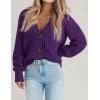 Zeagoo Women’s 2026 Fall Chunky Knit Cardigans Open Front Long Sleeve V Neck Button Loose Cardigan Sweaters(Purple)