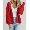 Zeagoo Women’s 2026 Fall Chunky Knit Cardigans Open Front Long Sleeve V Neck Button Loose Cardigan Sweaters(Red)