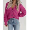 Zeagoo Women’s 2026 Fall Chunky Knit Cardigans Open Front Long Sleeve V Neck Button Loose Cardigan Sweaters(Rose)